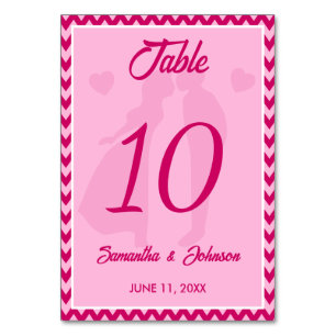 Blush Pink Chevron Stripe Wedding Table Number