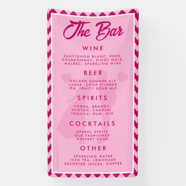 Blush Pink Chevron Wedding Bar Menu Reception Banner (Vertical)