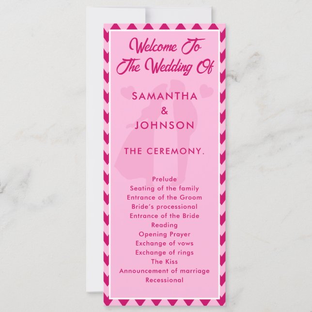 Blush Pink Chevron Wedding Ceremony Program (Front)