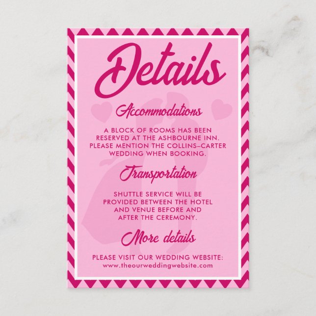 Blush Pink Chevron Wedding Website Enclosure Card (Front)