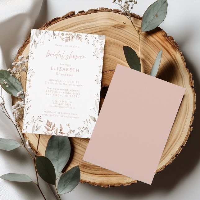 Blush Pink Chic Botanical Floral Bridal Shower Invitation (Creator Uploaded)