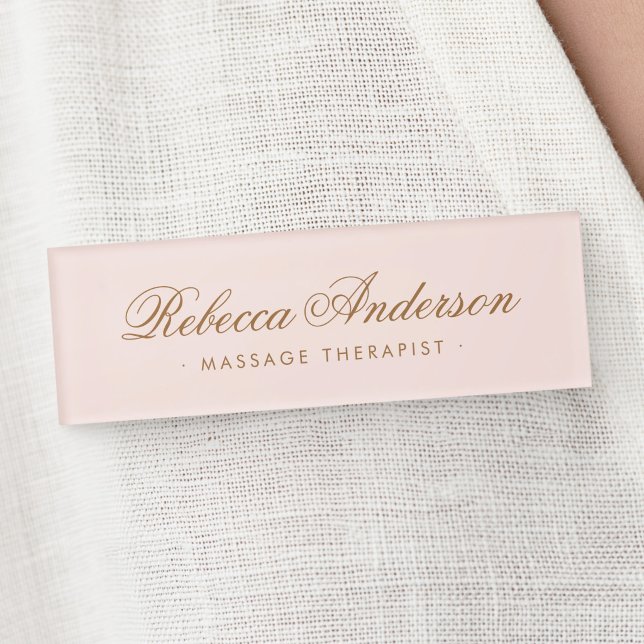 Blush pink chic calligraphy script name tag (Blush pink chic calligraphy script name tag)
