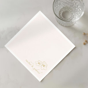 Blush Pink Chic Faux Gold Floral Wedding Napkin