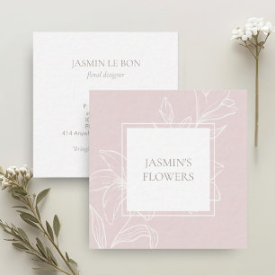 Blush Pink   Chic Floral Label Square Business Card