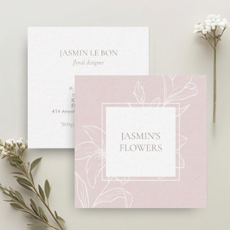 Blush Pink | Chic Floral Label Square Business Card
