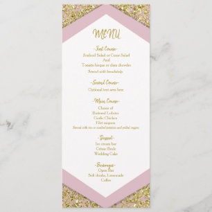 Blush Pink Chic Gold Glitter Flakes Glam Wedding M Menu