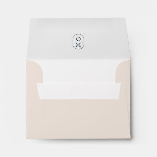 Blush Pink   Chic Minimalist Monogram Wedding RSVP Envelope