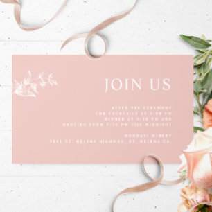 Blush Pink, Chic Modern Join Us Reception Wedding Enclosure Card