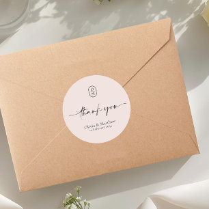 Blush Pink Chic & Modern Wedding Monogram Classic Round Sticker