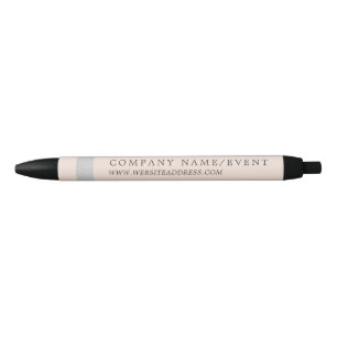 Blush Pink, Chic Silver Foil Stripe, Company/Event Black Ink Pen