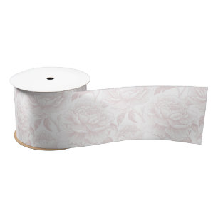 Blush Pink Chinoiserie Peonies Satin Ribbon
