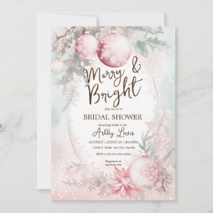 Blush pink Christmas bridal shower  Invitation