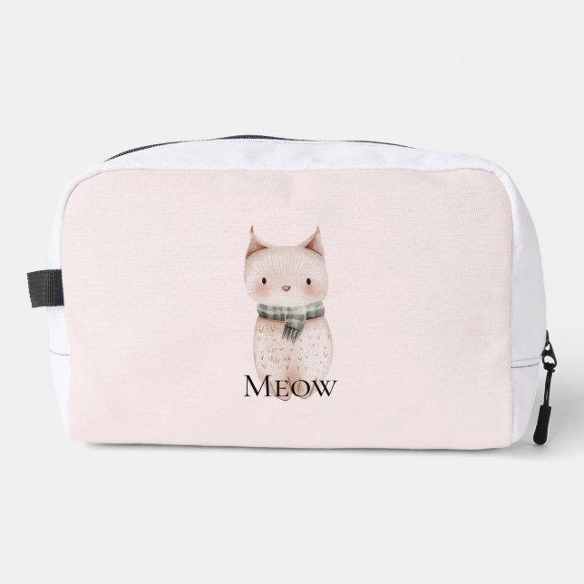 Blush Pink Christmas Cat Dopp Kit (Front)