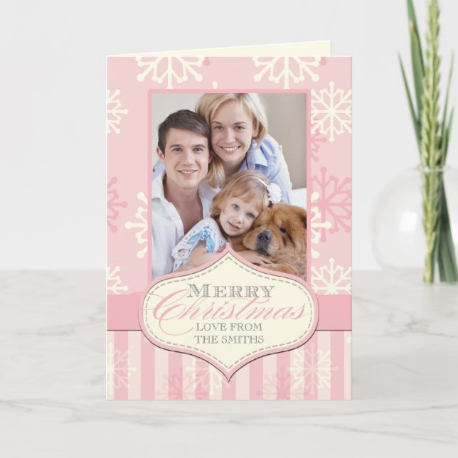 BLUSH PINK CHRISTMAS HOLIDAY PHOTO CARD (Front)