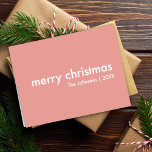 Blush Pink Christmas | Minimalist Clean Simple Holiday Card<br><div class="desc">Simple, stylish "merry christmas" quote greeting card with modern typography in white on a dusky pink background in a minimalist 'scandi' scandinavian design style. The card can be easily personalized with your own holiday greeting, family name and year to make a truly bespoke christmas holiday card for the festive season!...</div>