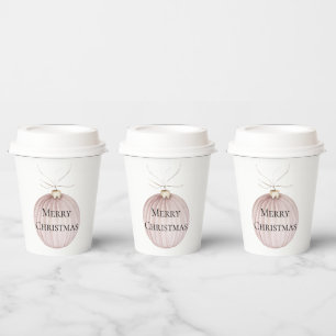 Blush Pink Christmas Ornament Coffee Mug Paper Cups