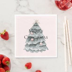 Blush Pink Christmas Tree Ornament Napkin