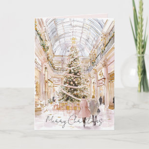Blush Pink Christmas Tree Window Card