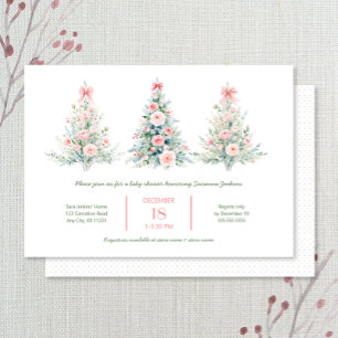 Blush Pink Christmas Trees Baby Shower Invitation