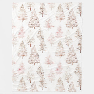 Blush Pink Christmas Trees Fleece Blanket