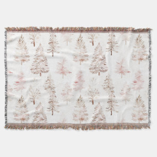 Blush Pink Christmas Trees Throw Blanket