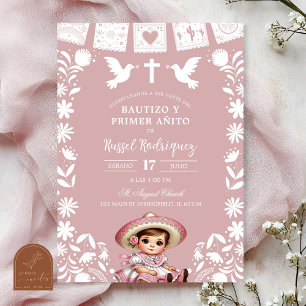 Blush Pink Cielito Lindo Bautizo y Primer Anito Invitation