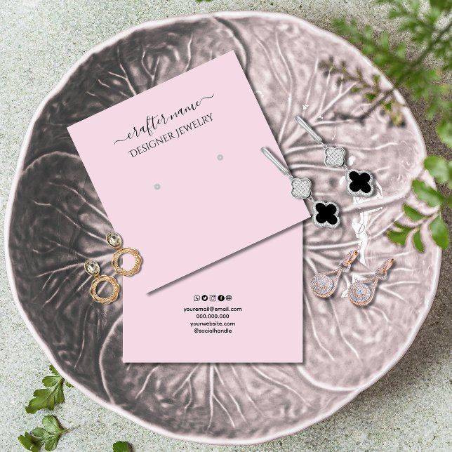  Blush Pink Classic and Chic Jewellery Display Car Square Business Card (Creator Uploaded)