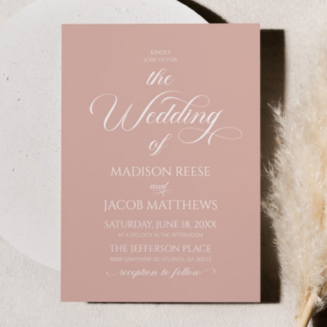 Blush Pink Classic Elegant Minimalist Wedding Invitation (Creator Uploaded)