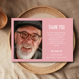 Blush Pink Classic Personalised Photo Funeral Thank You Card