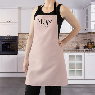 Blush Pink Classic Typography Established Mum Apron