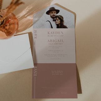 Blush Pink Clean Line Wedding Invitation