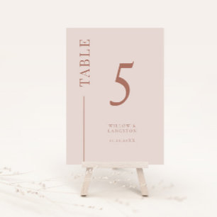Blush Pink Clean Line Wedding Table Number