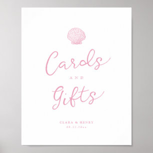 Blush Pink Coastal Wedding Cards and Gifts Sign