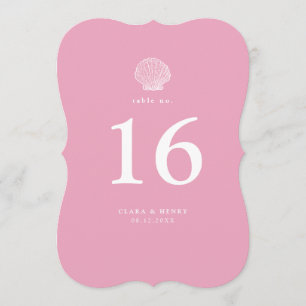Blush Pink Coastal Wedding Die Cut Table Number