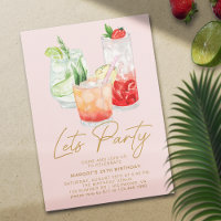 Blush Pink Cocktail Party Fun Girly Adult Birthday