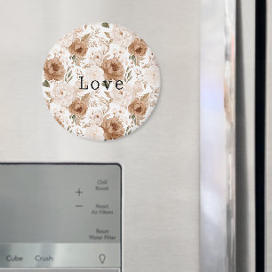 Blush Pink Cocoa Brown Flowers Magnet