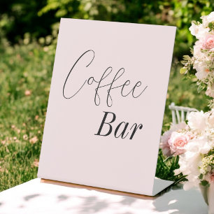 Blush Pink Coffee Bar Wedding Shower  Pedestal Sign