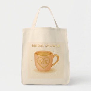 Blush pink coffee cup tote bag
