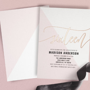 Blush Pink Colour Block Sweet 16 Birthday Party