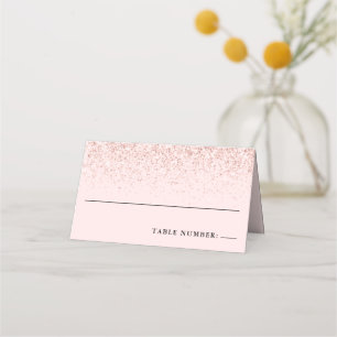Blush Pink Confetti Glitter Personalised Place Car Card