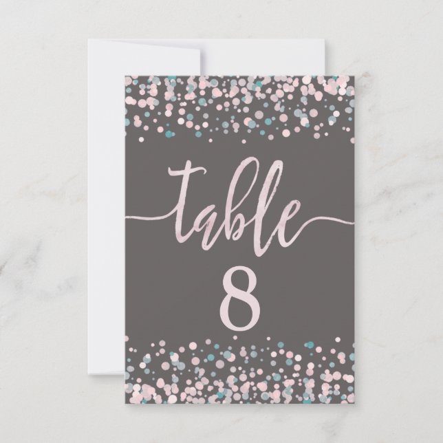 Blush Pink Confetti Table Number Seating Chart (Front)