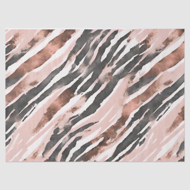 Blush Pink Copper Zebra Stripe Tissue Paper (Front)