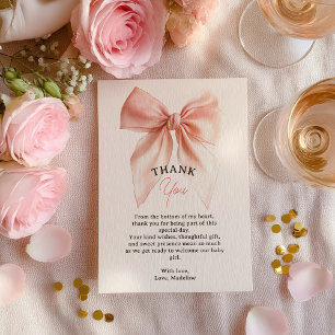 Blush Pink Coquette Bow Baby Shower Thank You  Card
