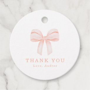 Blush Pink Coquette Bow Birthday Party Thank You Favour Tags