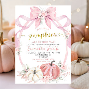 Blush Pink Coquette Pumpkin Twins Baby Shower Invitation