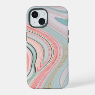 blush pink coral mint green marble swirls rainbow iPhone 15 case