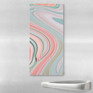blush pink coral mint green rainbow marble swirls magnetic notepad