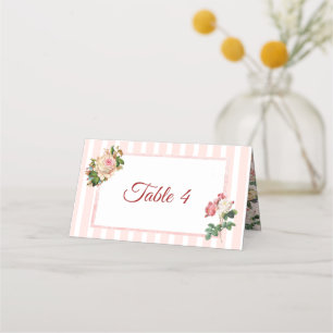 Blush Pink Coral Rose Bouquet Table Card