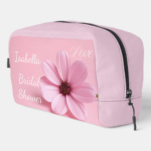 Blush Pink Cosmos Floral Script Bridal Shower Dopp Kit