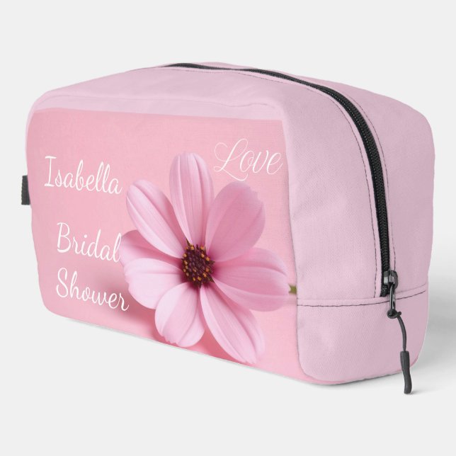 Blush Pink Cosmos Floral Script Bridal Shower Dopp Kit (Right Corner)